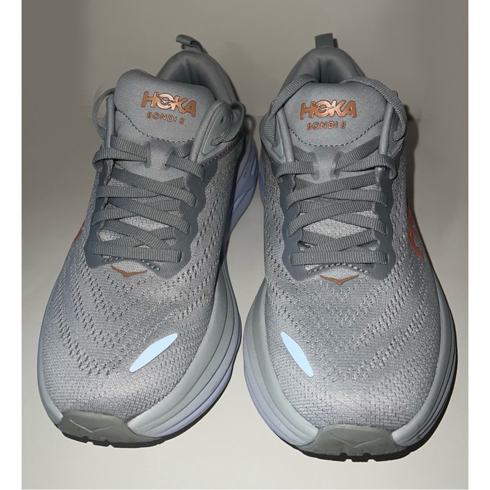 HOKA Bondi 8 Women's Gray Running Shoes - Picture 9 of 12